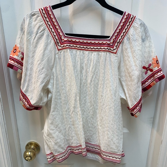 Madewell White Embroidered Sandblossom Floral Short-sleeve Top size S - Picture 3 of 10